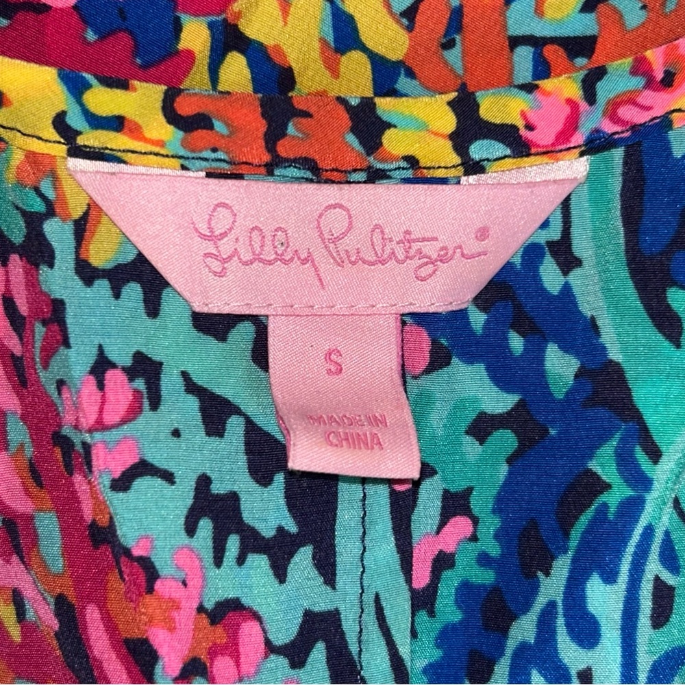Lilly Pulitzer are 100% silk Vibrant Multicolor Tropical Print Tank Dress - Picture 3 of 4